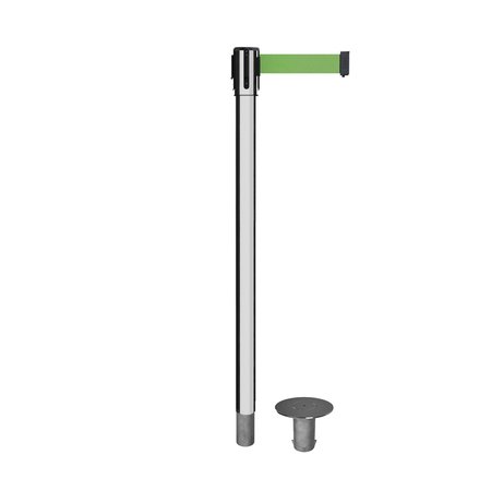 MONTOUR LINE Retractable Belt Removable Stanchion, 2ft Pol.Steel Post  9ft. Lt Grn MX530R-PS-LGN-90